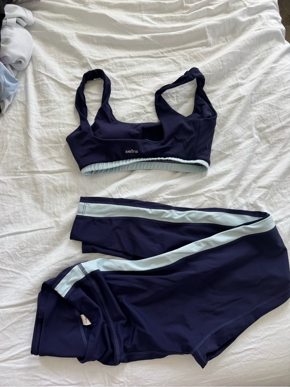 Navy & Light Blue Sport Bikini Top and Bottoms